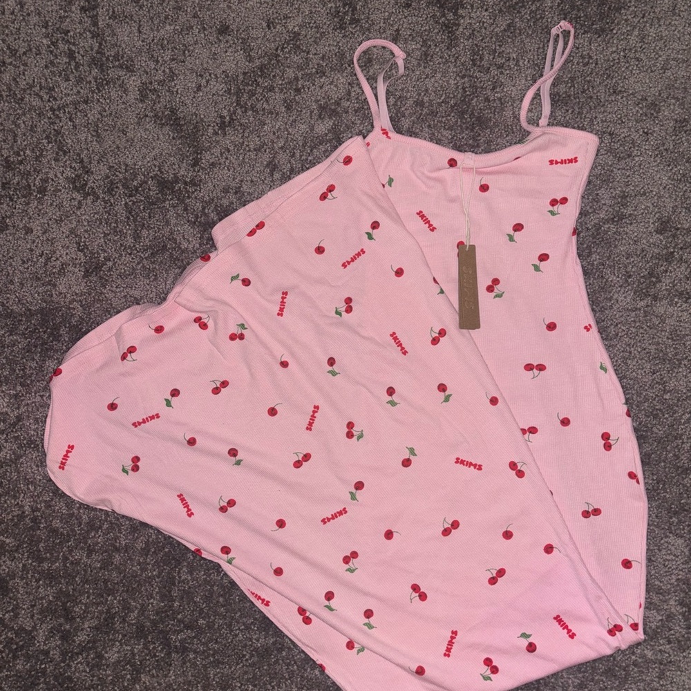 SKIMS Pink Cherry Print Slip